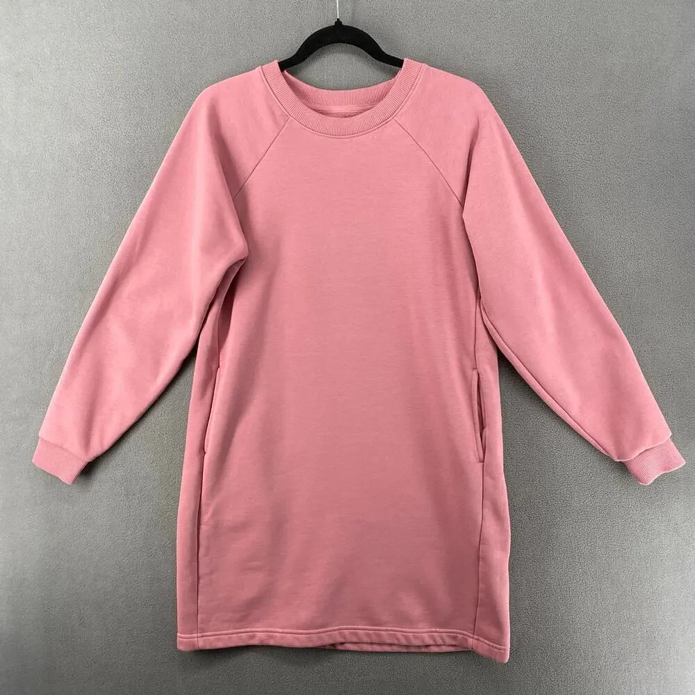 Pact Organic Cotton Blend Crew Neck Pullover Tunic Sweatshirt Womens M Pockets - Picture 3 of 15